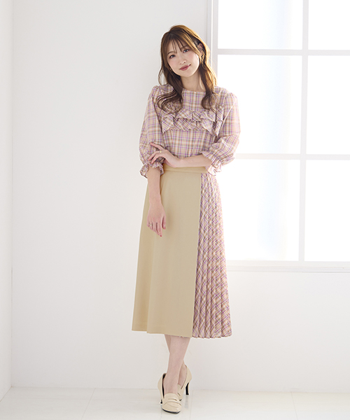 No.1222 新品ローズティアラ サークルレース切替ティアードスカート 50 