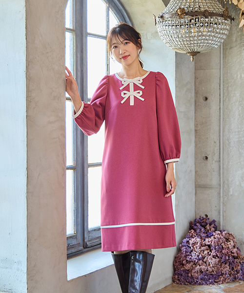 定価26,400円 新品タグ付き ローズティアラ タックスリーブワンピース 42 新品タグ付 ローズティアラ タックスリーブ ワンピース 42